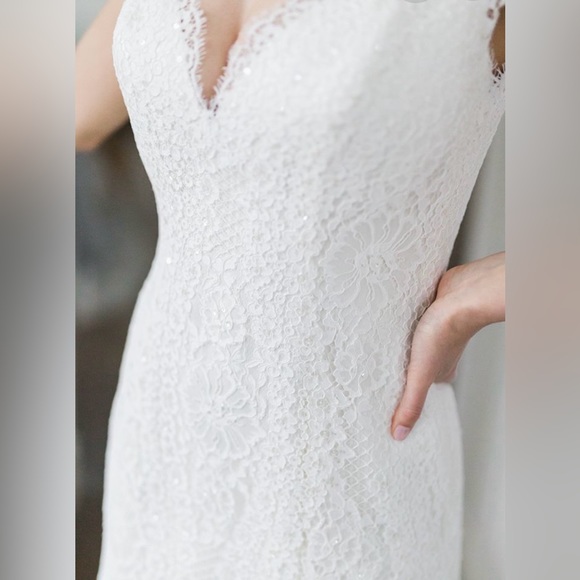 Augusta Jones Liz Gown, Bridal size 20, unaltered. Lace with sequins. Ivory. - Picture 3 of 8